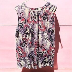 Ellen weaver Paisley Print Sleeveless Top 1X